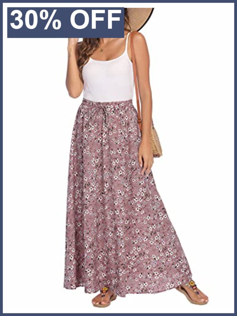 Bluetime Women's Chiffon Pleated High Waisted A-Line Maxi Skirt Beach Vacation